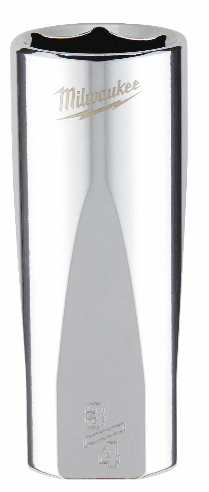 Deep Well Socket: SAE, 3/8 in Drive Size, 3/4 in Socket Size, 6-Point, Deep, Chrome