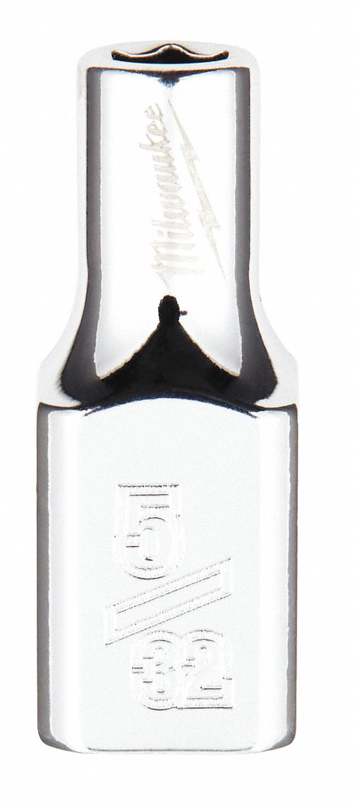 Standard Socket: SAE, 1/4 in Drive Size, 5/32 in Socket Size, 6-Point, Std, Chrome