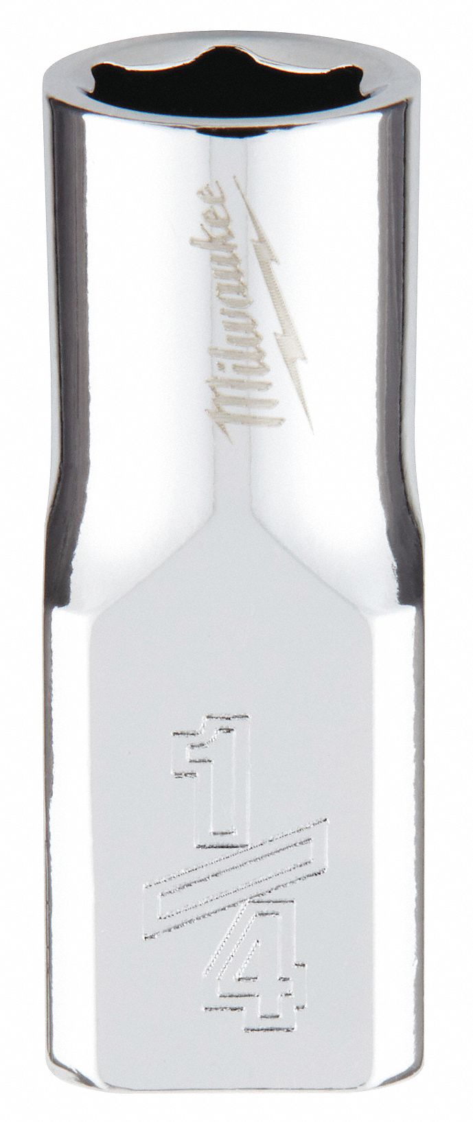 Standard Socket: SAE, 1/4 in Drive Size, 1/4 in Socket Size, 6-Point, Std, Chrome