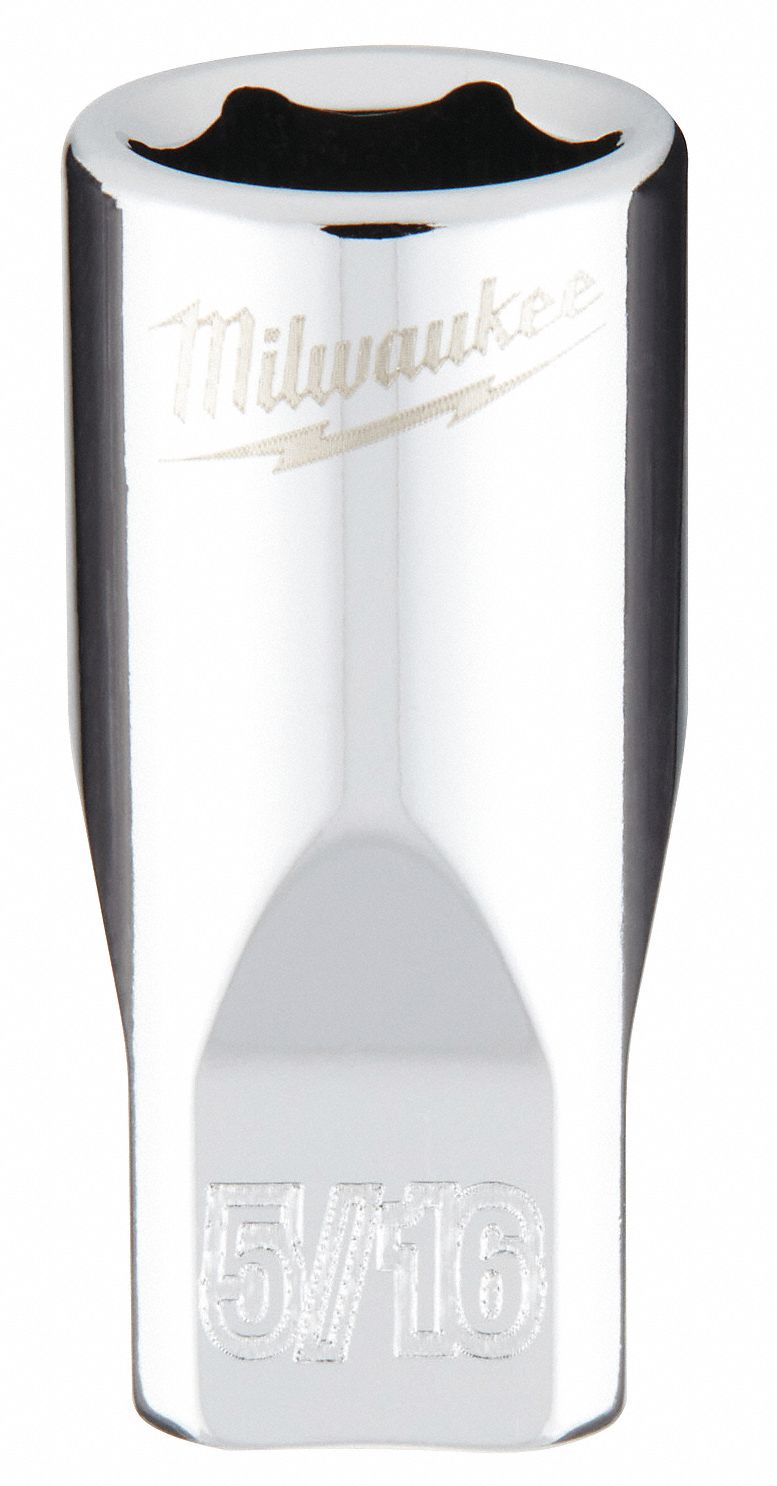 Standard Socket: SAE, 1/4 in Drive Size, 5/16 in Socket Size, 6-Point, Std, Chrome