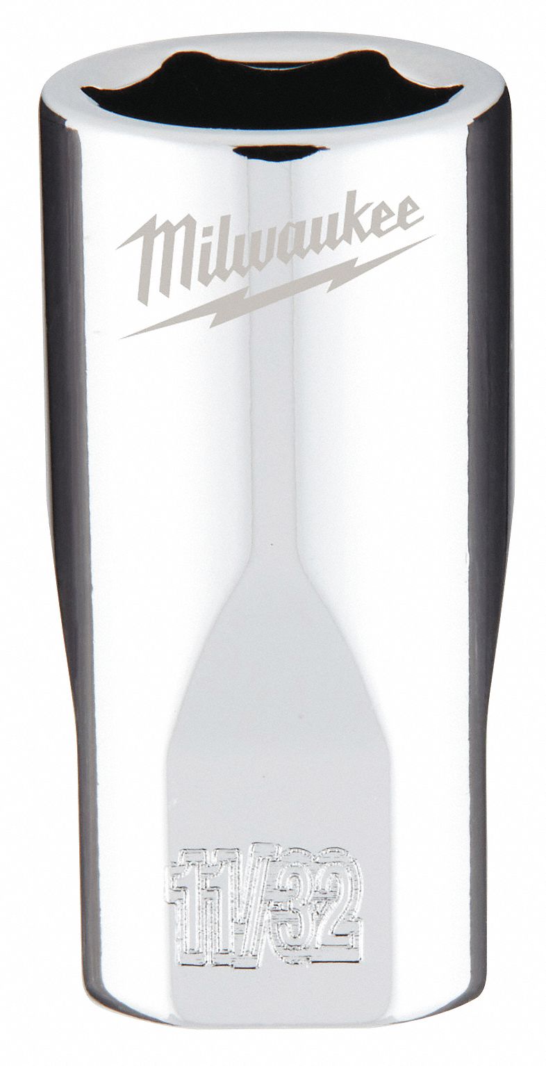 Standard Socket: SAE, 1/4 in Drive Size, 11/32 in Socket Size, 6-Point, Std, Chrome