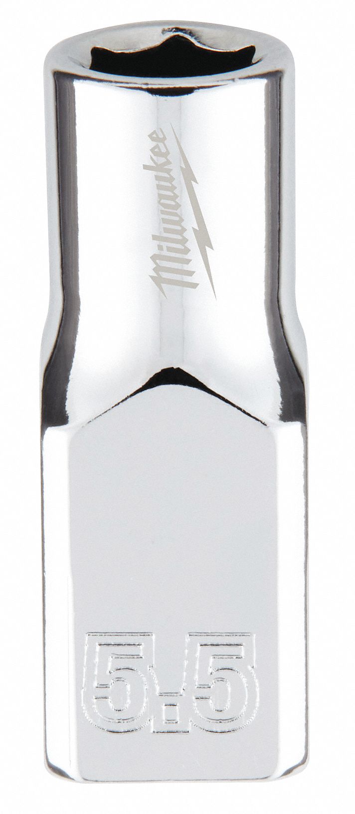 Standard Socket: Metric, 1/4 in Drive Size, 5.5 mm Socket Size, 6-Point, Std, Chrome