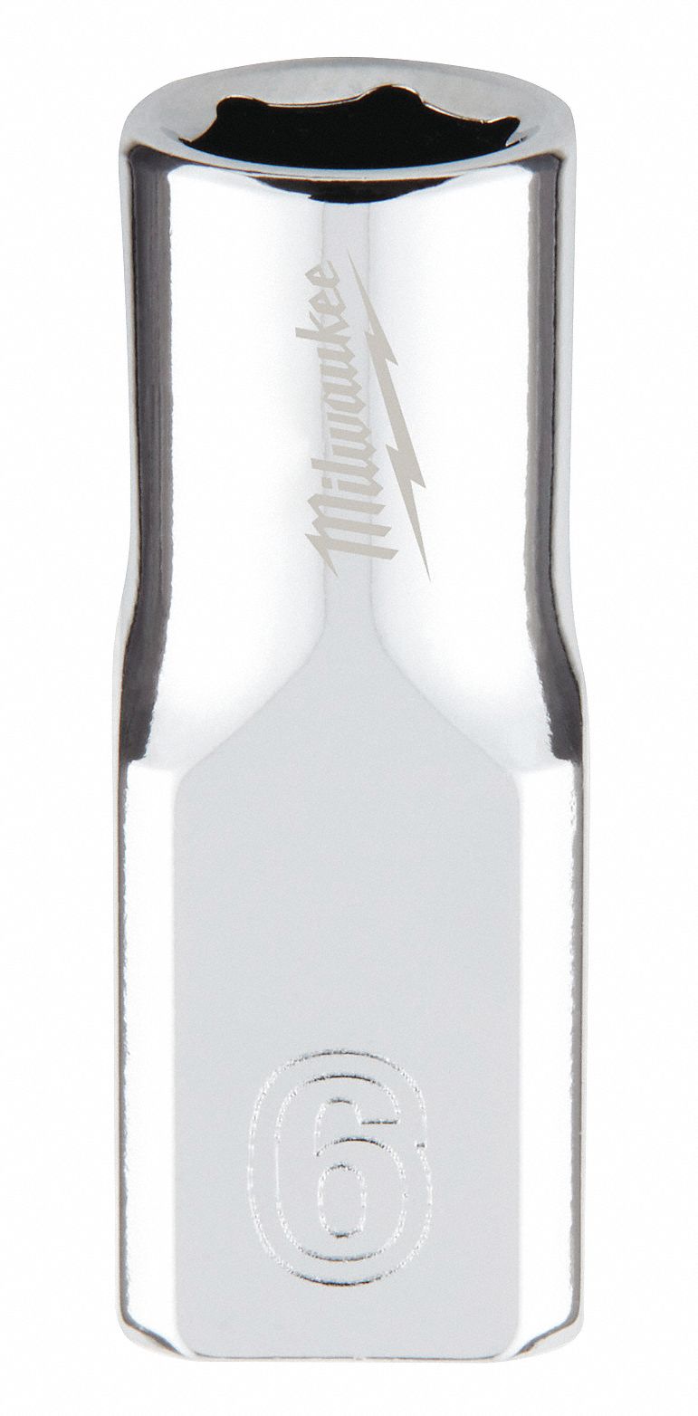 Standard Socket: Metric, 1/4 in Drive Size, 6 mm Socket Size, 6-Point, Std, Chrome