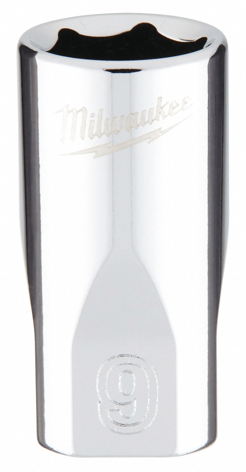 Standard Socket: Metric, 1/4 in Drive Size, 9 mm Socket Size, 6-Point, Std, Chrome