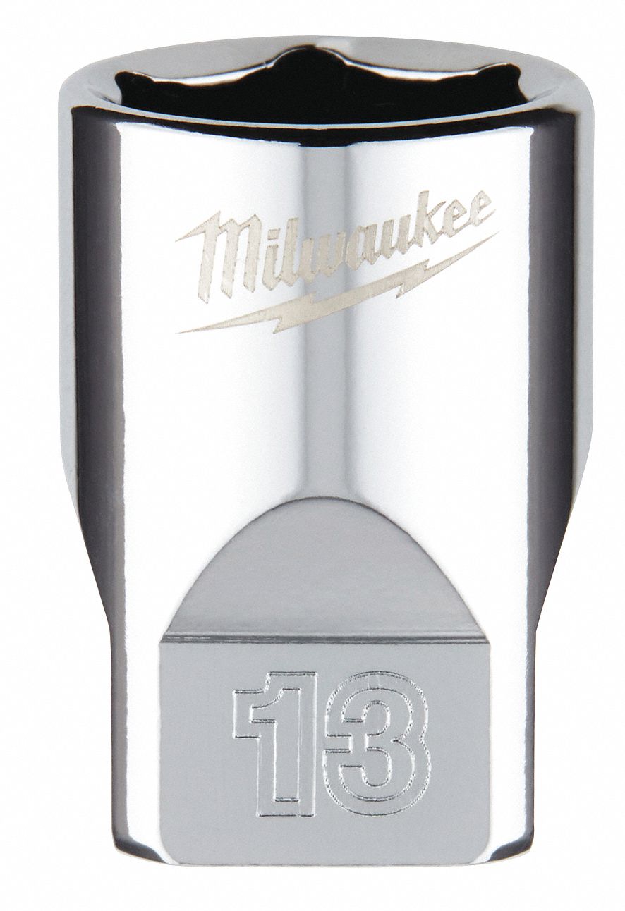 Standard Socket: Metric, 1/4 in Drive Size, 13 mm Socket Size, 6-Point, Std, Chrome