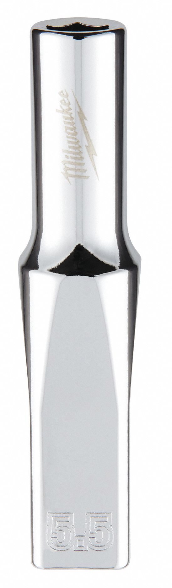 Deep Well Socket: Metric, 1/4 in Drive Size, 5.5 mm Socket Size, 6-Point, Deep, Chrome