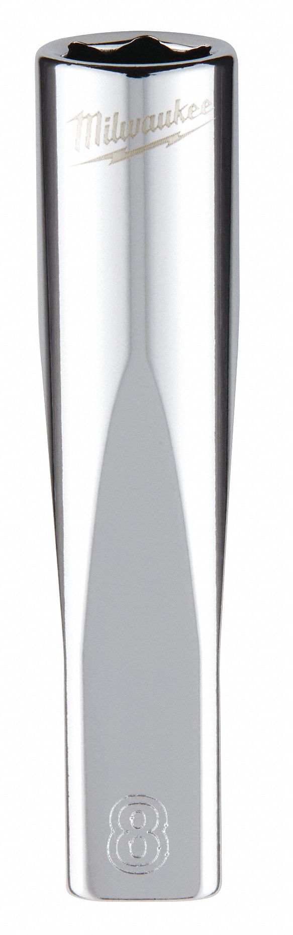 Deep Well Socket: Metric, 1/4 in Drive Size, 8 mm Socket Size, 6-Point, Deep, Chrome