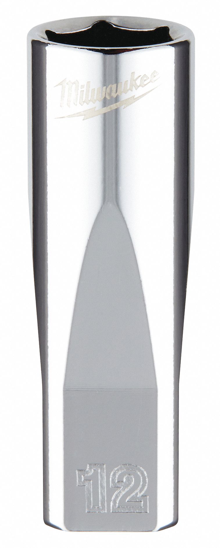 Deep Well Socket: Metric, 1/4 in Drive Size, 12 mm Socket Size, 6-Point, Deep, Chrome