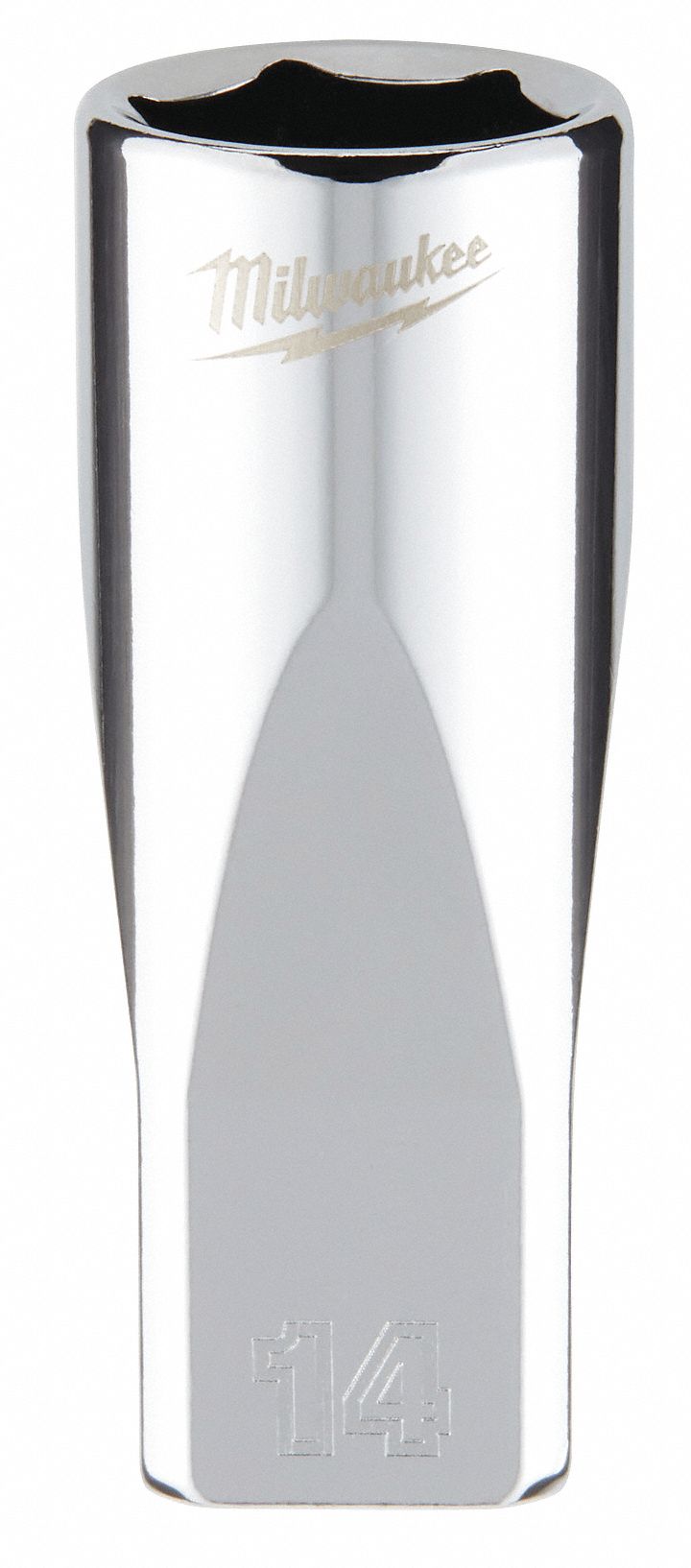 Deep Well Socket: Metric, 1/4 in Drive Size, 14 mm Socket Size, 6-Point, Deep, Chrome