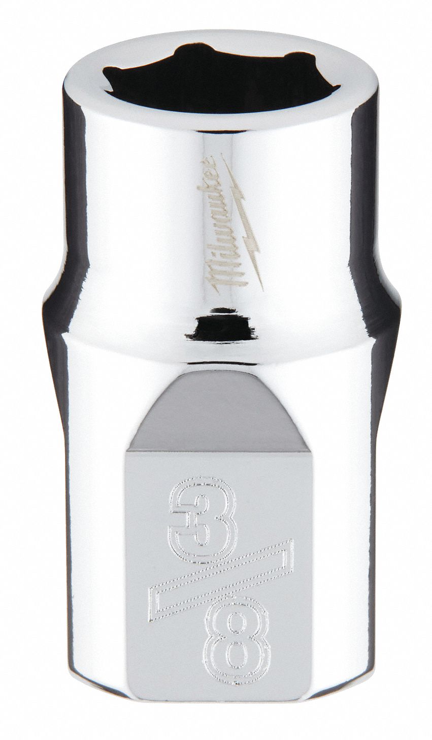 Standard Socket: SAE, 3/8 in Drive Size, 3/8 in Socket Size, 6-Point, Std, Chrome