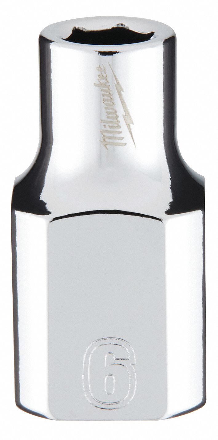 Standard Socket: Metric, 3/8 in Drive Size, 6 mm Socket Size, 6-Point, Std, Chrome