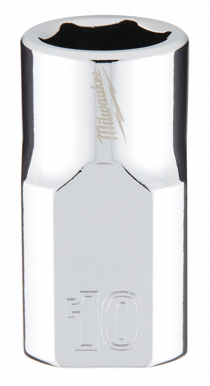Standard Socket: Metric, 3/8 in Drive Size, 10 mm Socket Size, 6-Point, Std, Chrome