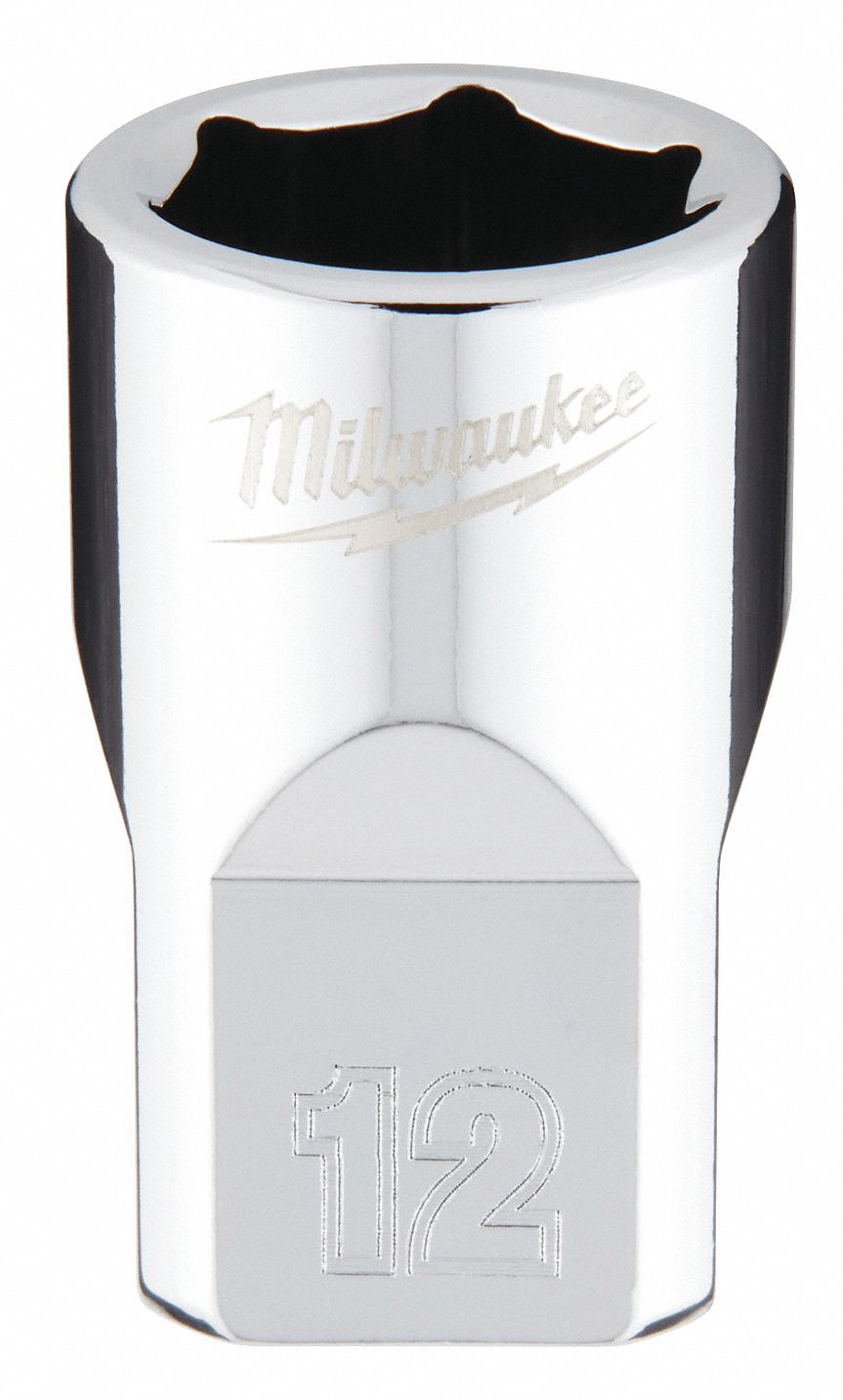 Standard Socket: Metric, 3/8 in Drive Size, 12 mm Socket Size, 6-Point, Std, Chrome