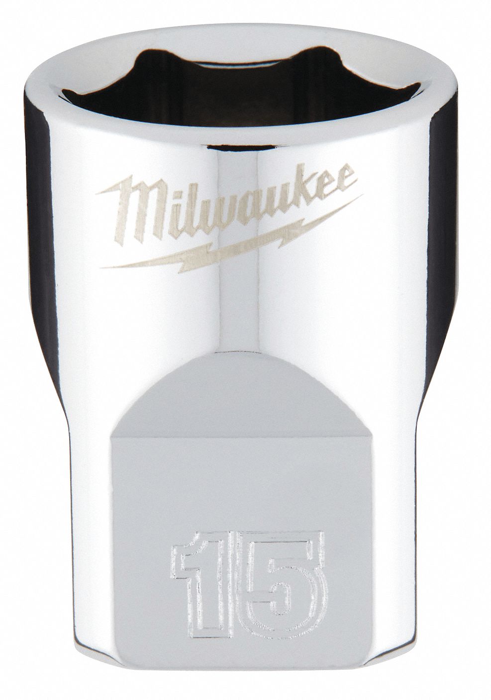 Standard Socket: Metric, 3/8 in Drive Size, 15 mm Socket Size, 6-Point, Std, Chrome