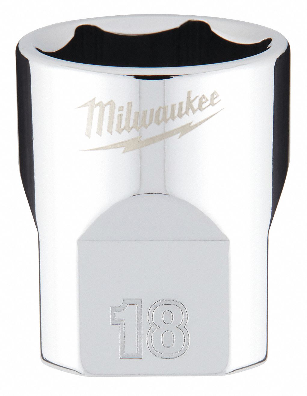 Standard Socket: Metric, 3/8 in Drive Size, 18 mm Socket Size, 6-Point, Std, Chrome