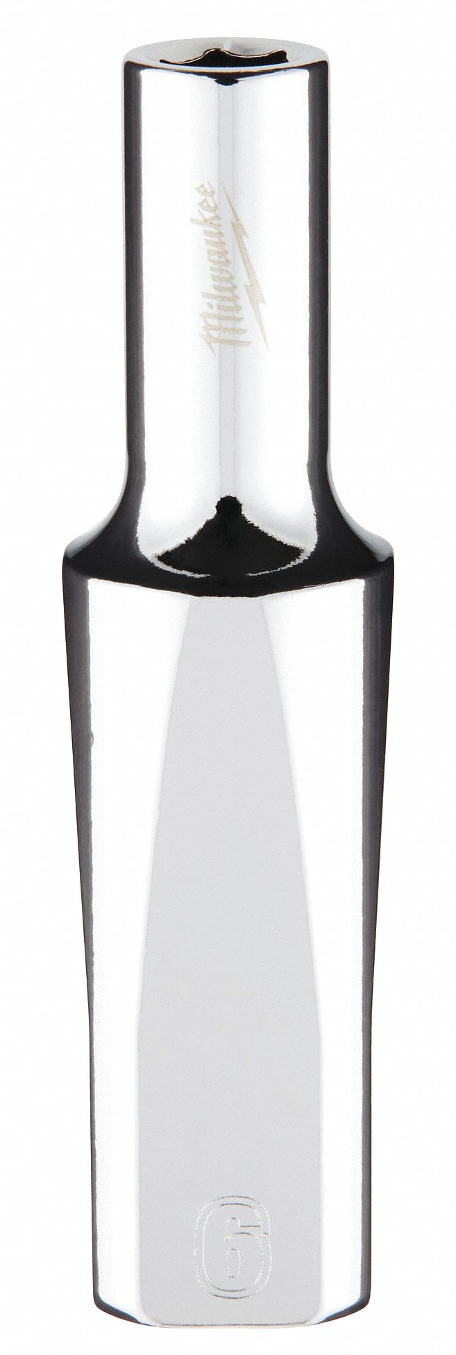 Deep Well Socket: Metric, 3/8 in Drive Size, 6 mm Socket Size, 6-Point, Deep, Chrome