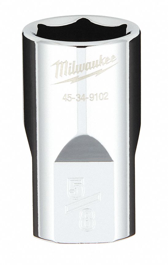 Standard Socket: SAE, 1/2 in Drive Size, 5/8 in Socket Size, 6-Point, Std, Chrome