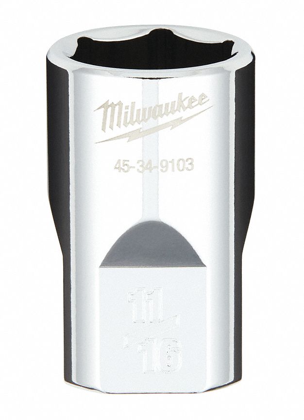 Standard Socket: SAE, 1/2 in Drive Size, 11/16 in Socket Size, 6-Point, Std, Chrome