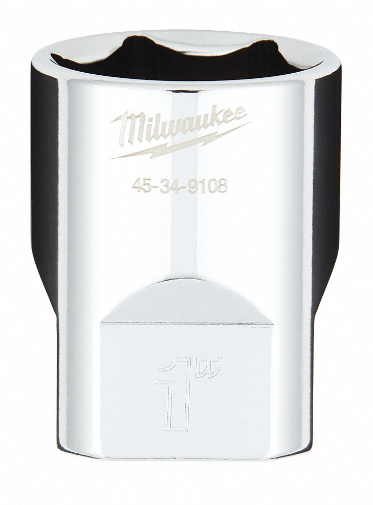 Standard Socket: SAE, 1/2 in Drive Size, 1 in Socket Size, 6-Point, Std, Chrome, Friction