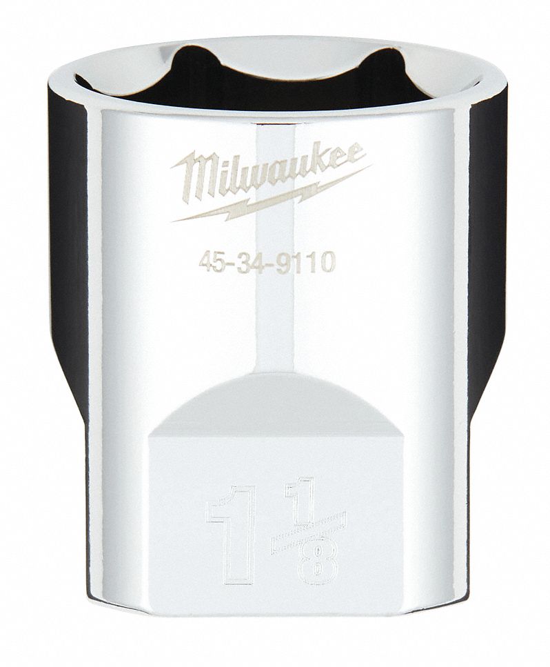Standard Socket: SAE, 1/2 in Drive Size, 1 1/8 in Socket Size, 6-Point, Std, Chrome