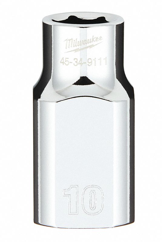 SOCKET, STANDARD, 4 SIDE WRENCH COMPATIBLE, 6 PT, POLISHED FINISH, 10 MM X 1/2 IN DR, CVS