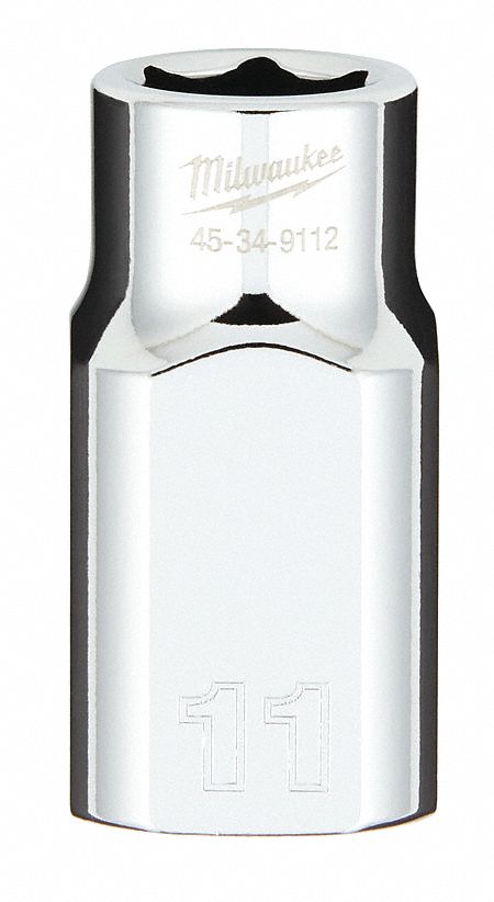 SOCKET, STANDARD, 4 SIDE WRENCH COMPATIBLE, 6 PT, POLISHED FINISH, 11 MM X 1/2 IN DR, CVS