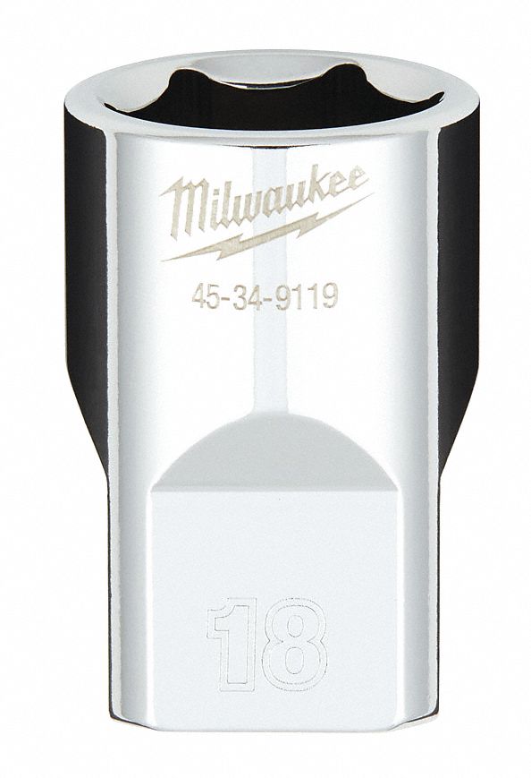 SOCKET, STANDARD, 4 SIDE WRENCH COMPATIBLE, 6 PT, POLISHED FINISH, 18 MM X 1/2 IN DR, CVS