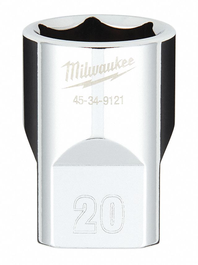 Standard Socket: Metric, 1/2 in Drive Size, 20 mm Socket Size, 6-Point, Std, Chrome