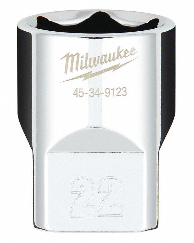 Standard Socket: Metric, 1/2 in Drive Size, 22 mm Socket Size, 6-Point, Std, Chrome