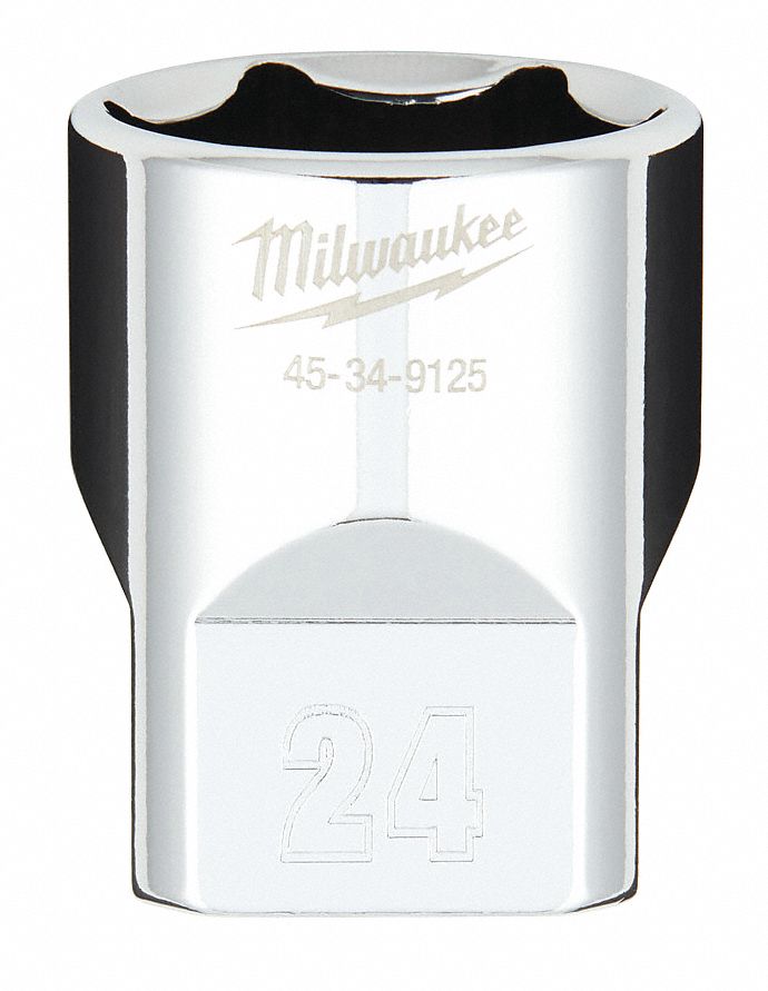 SOCKET, STANDARD, 4 SIDE WRENCH COMPATIBLE, 6 PT, POLISHED FINISH, 24 MM X 1/2 IN DR, CVS