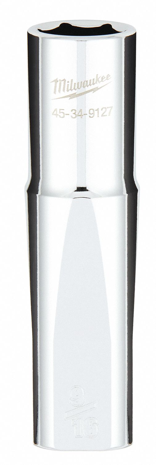 PRISE,PROFOND,COMPATIBLE A LA CLÉ À 4 PANS,6 PT,FINI POLIE,9/16 X 1/2 PO DR,SVC