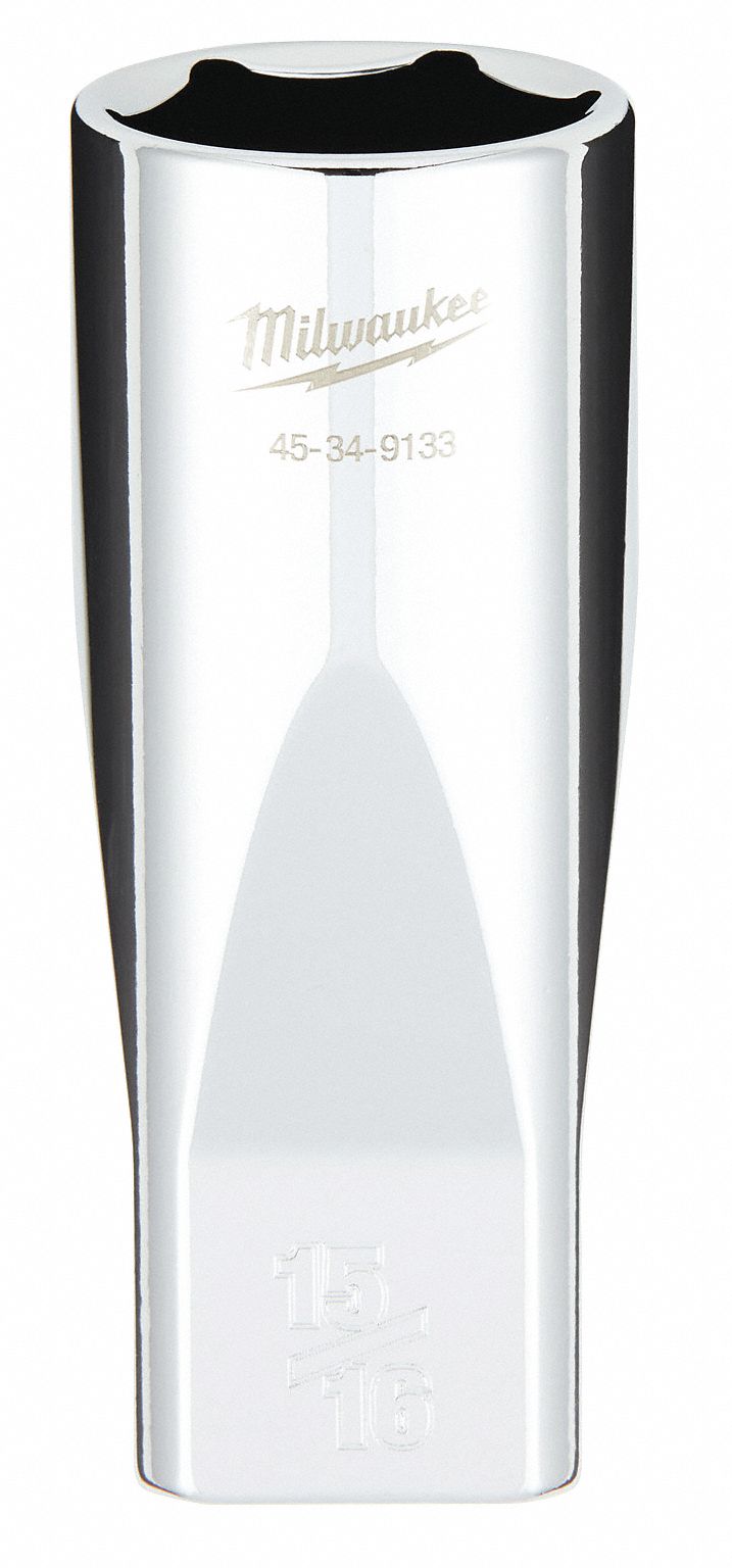 Deep Well Socket: SAE, 1/2 in Drive Size, 15/16 in Socket Size, 6-Point, Deep, Chrome