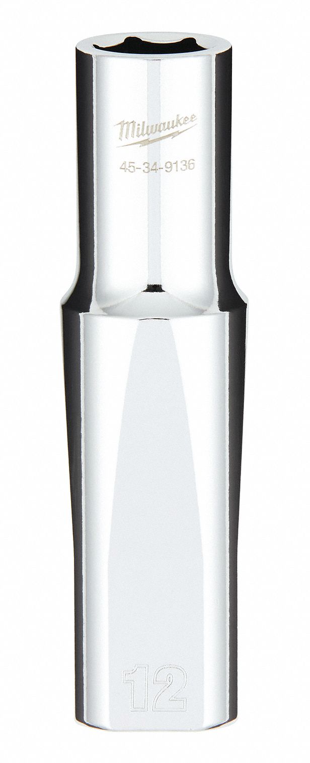 PRISE,PROFOND,COMPATIBLE A LA CLÉ À 4 PANS,6 PT,FINI POLIE,12 MM X 1/2 PO DR,SVC