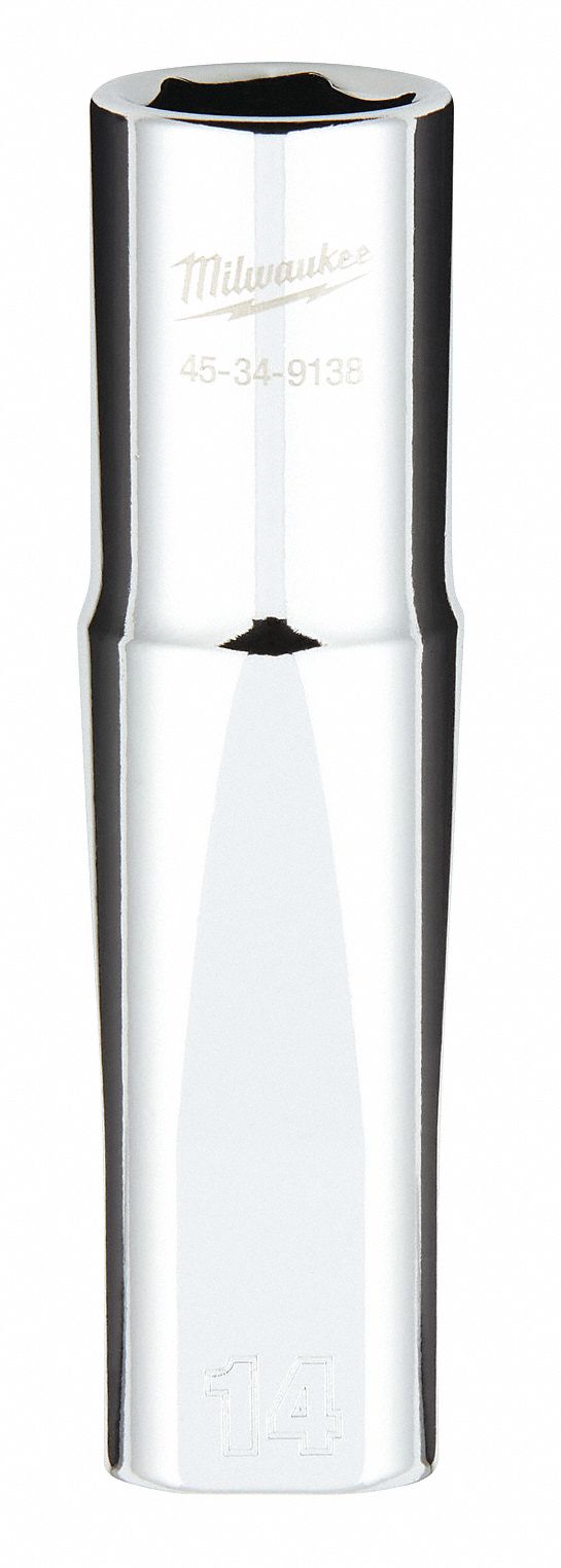 PRISE,PROFOND,COMPATIBLE A LA CLÉ À 4 PANS,6 PT,FINI POLIE,14 MM X 1/2 PO DR,SVC