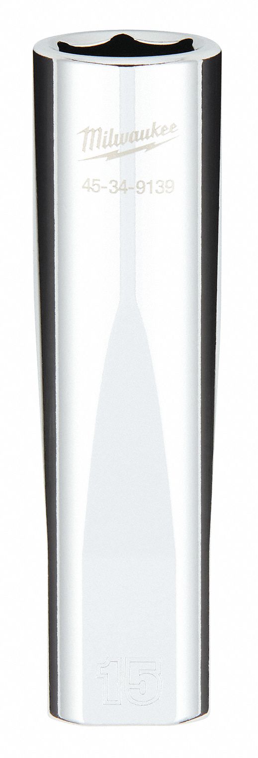 PRISE,PROFOND,COMPATIBLE A LA CLÉ À 4 PANS,6 PT,FINI POLIE,15 MM X 1/2 PO DR,SVC