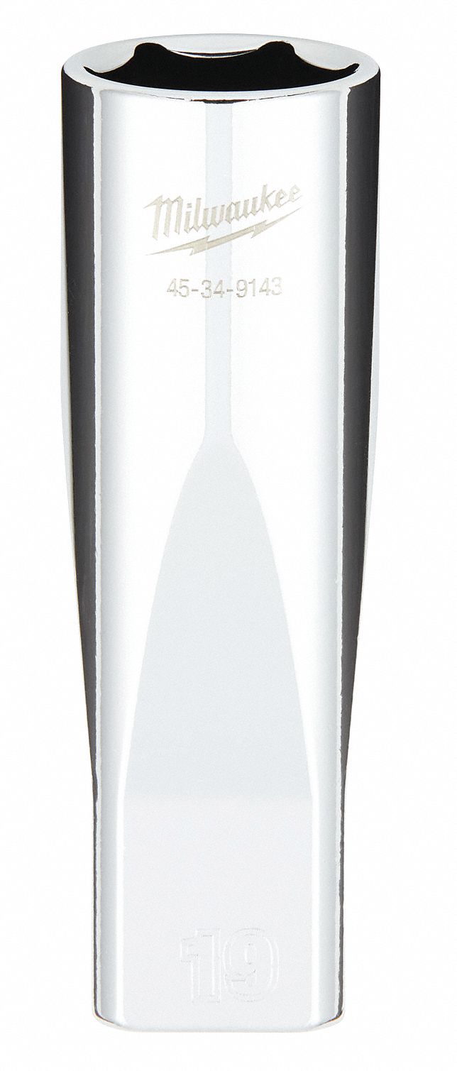 SOCKET, DEEP, 4 SIDE WRENCH COMPATIBLE, 6 PT, POLISH FINISH, 19 MM X 1/2 IN DR, CVS