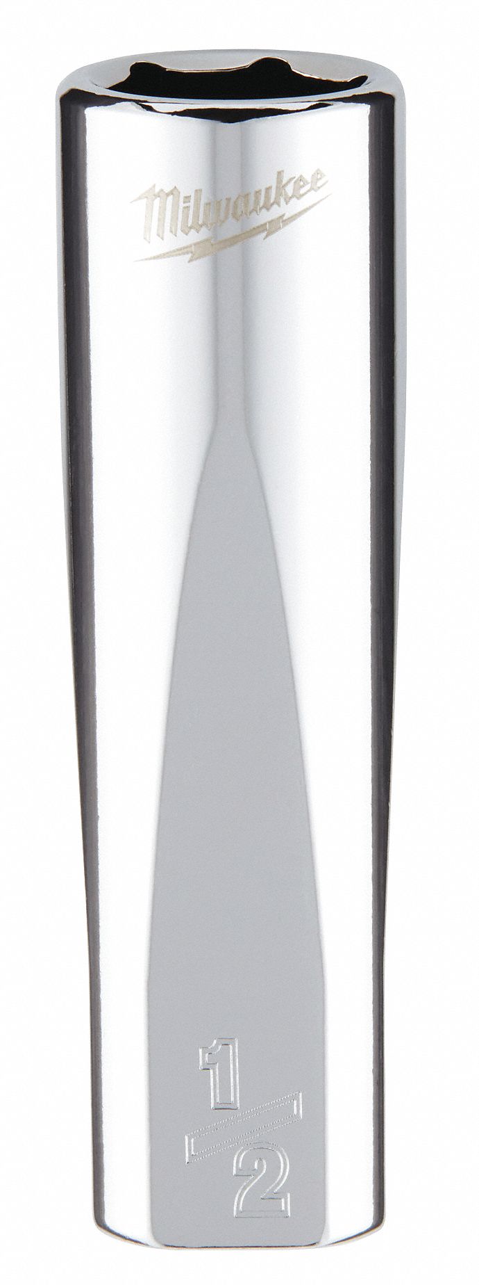 Deep Well Socket: SAE, 3/8 in Drive Size, 1/2 in Socket Size, 6-Point, Deep, Chrome