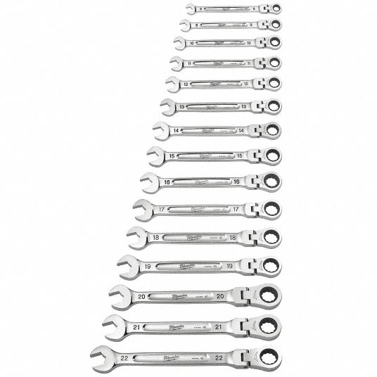 MILWAUKEE, Chrome Vanadium Steel, Chrome, Combination Wrench Set ...