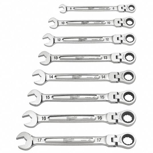 MILWAUKEE, Chrome Vanadium Steel, Chrome, Combination Wrench Set ...