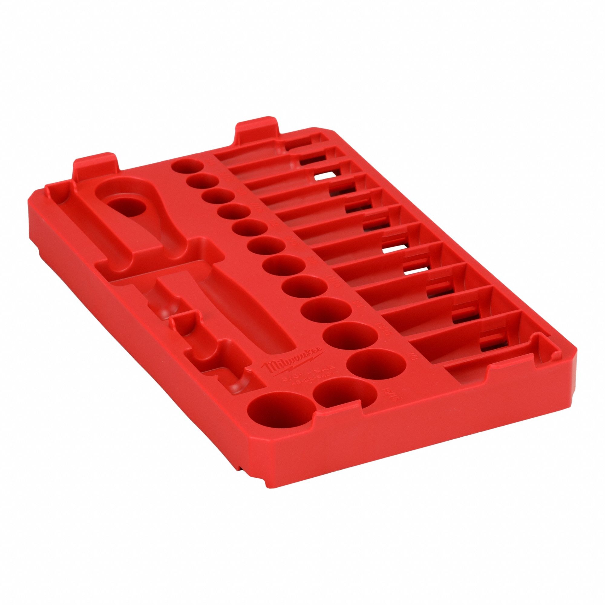 Socket Tray: 7 11/16 in W x 12 in D x 1 5/8 in H, Plastic, Red