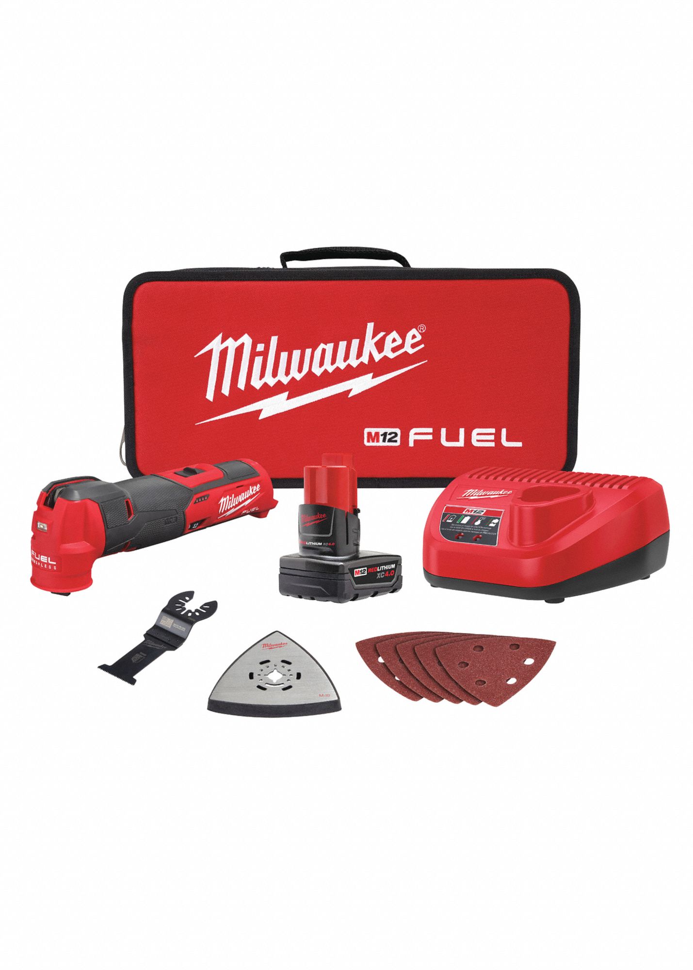 MILWAUKEE Cordless, Oscillating MultiTool Kit, 3.9 ° Oscillation Angle, 12V DC 60RK142526