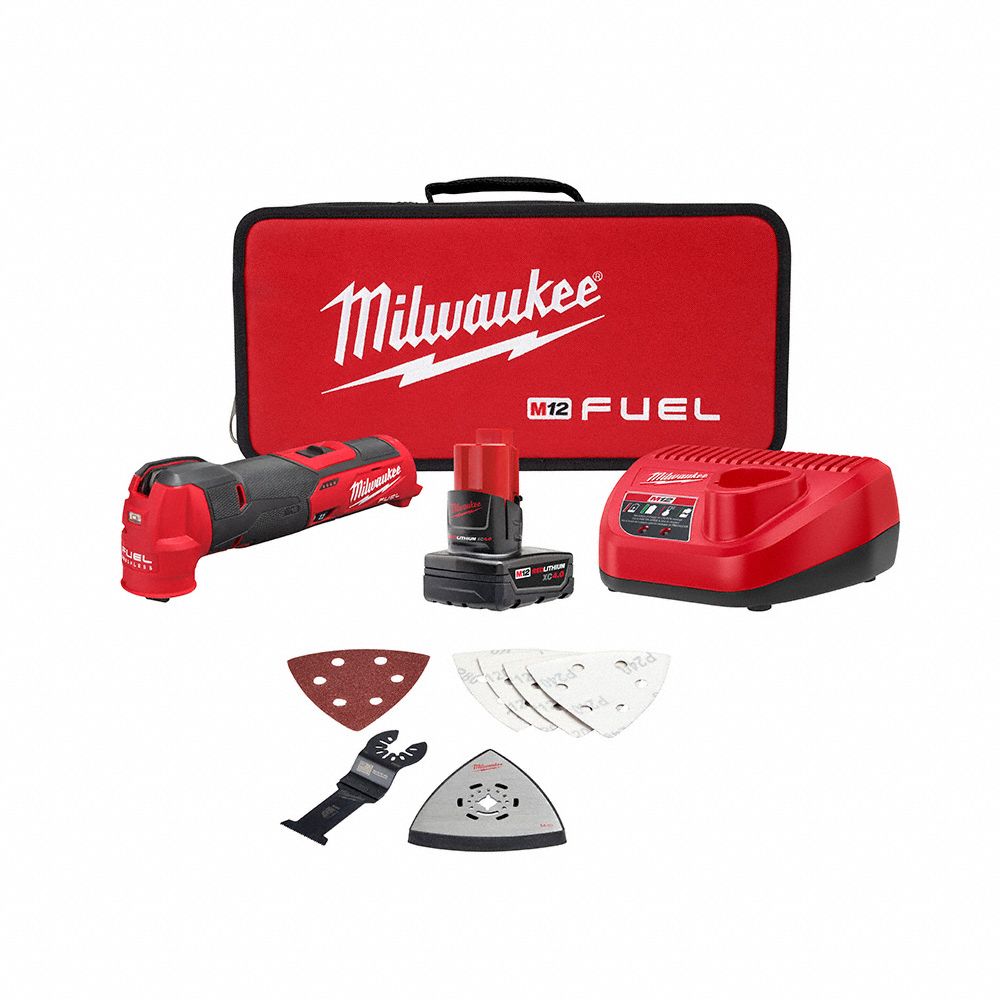 OSCILLATING MULTI-TOOL KIT, CORDLESS, 12V DC, 4 AH, 10000 TO 20000 OPM, 3.9 ° ANGLE, CHARGER