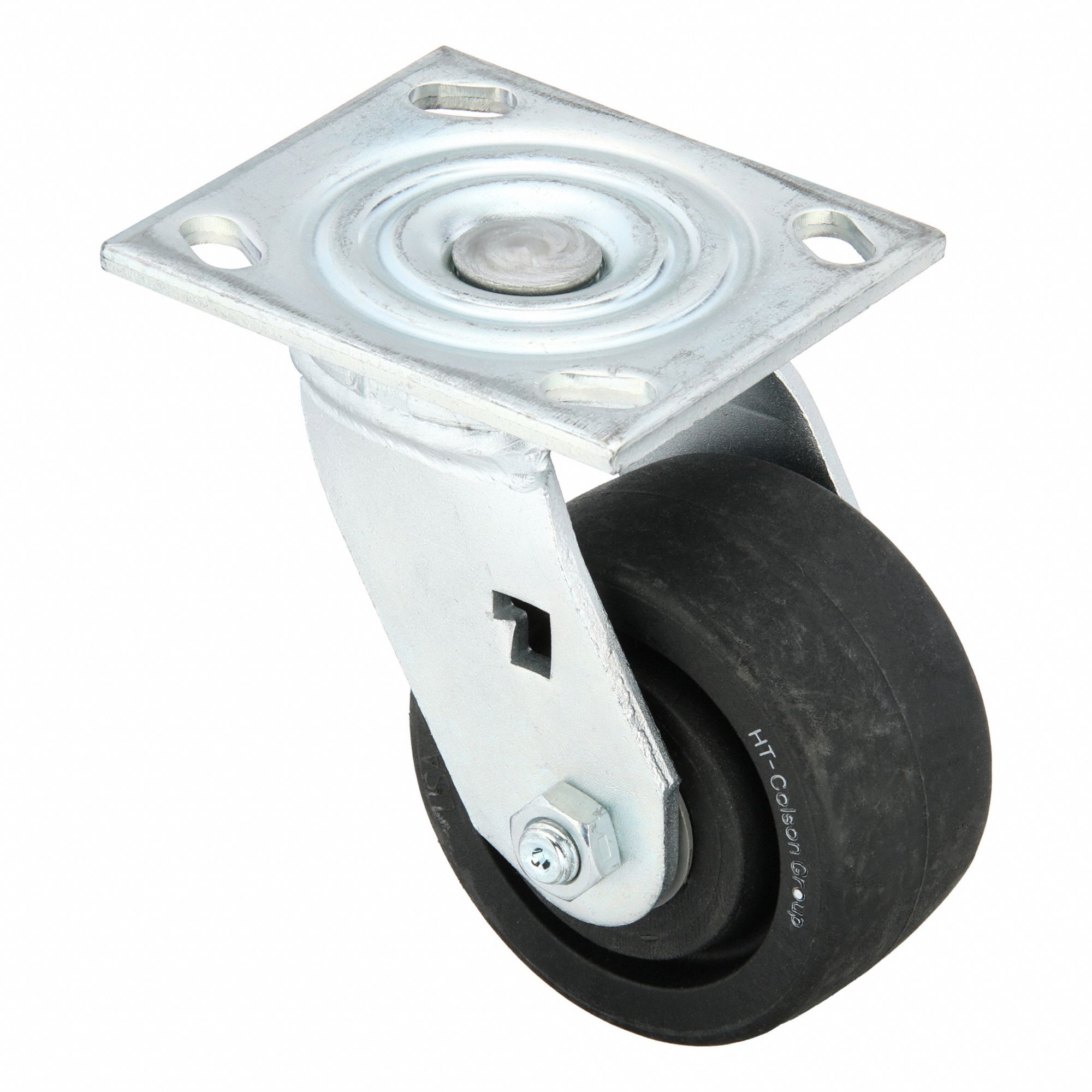 Plate Caster: Swivel, No Brake, Nylon, 4 in Wheel Dia, 2 in Wheel Wd, 5 5/8 in Mounting Ht