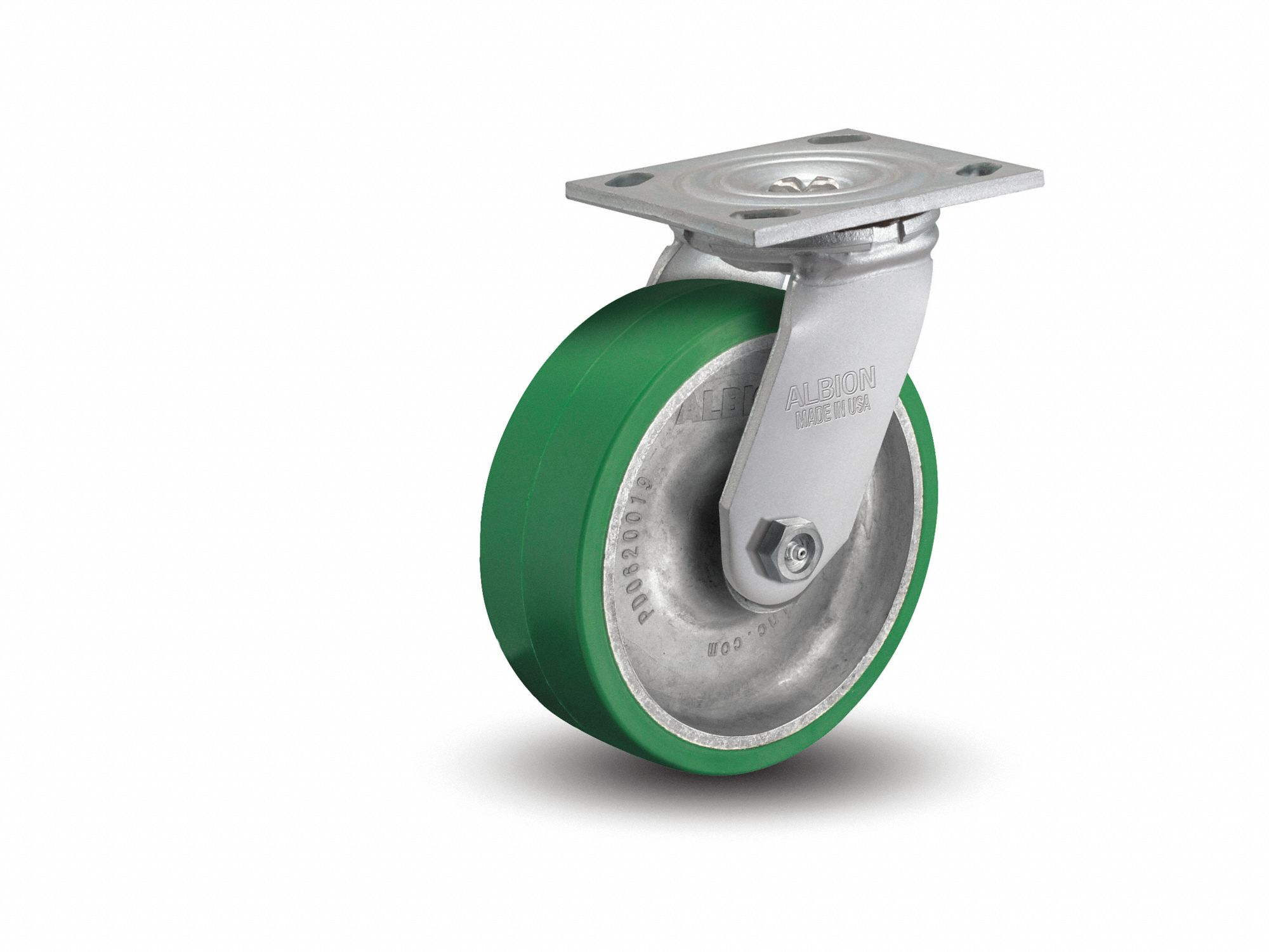 Plate Caster, Swivel, Polyurethane, 5 5/8"H