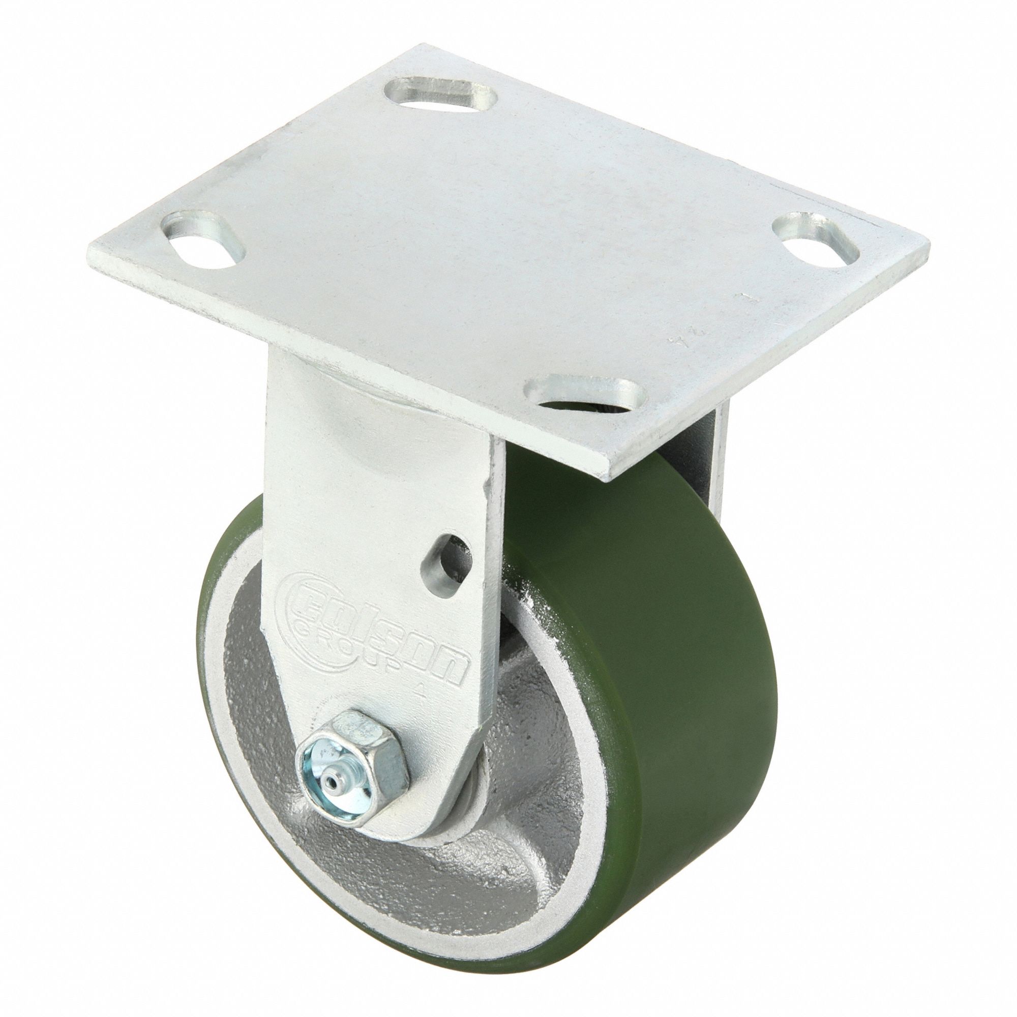 Plate Caster, Rigid, Polyurethane, 5 5/8"H