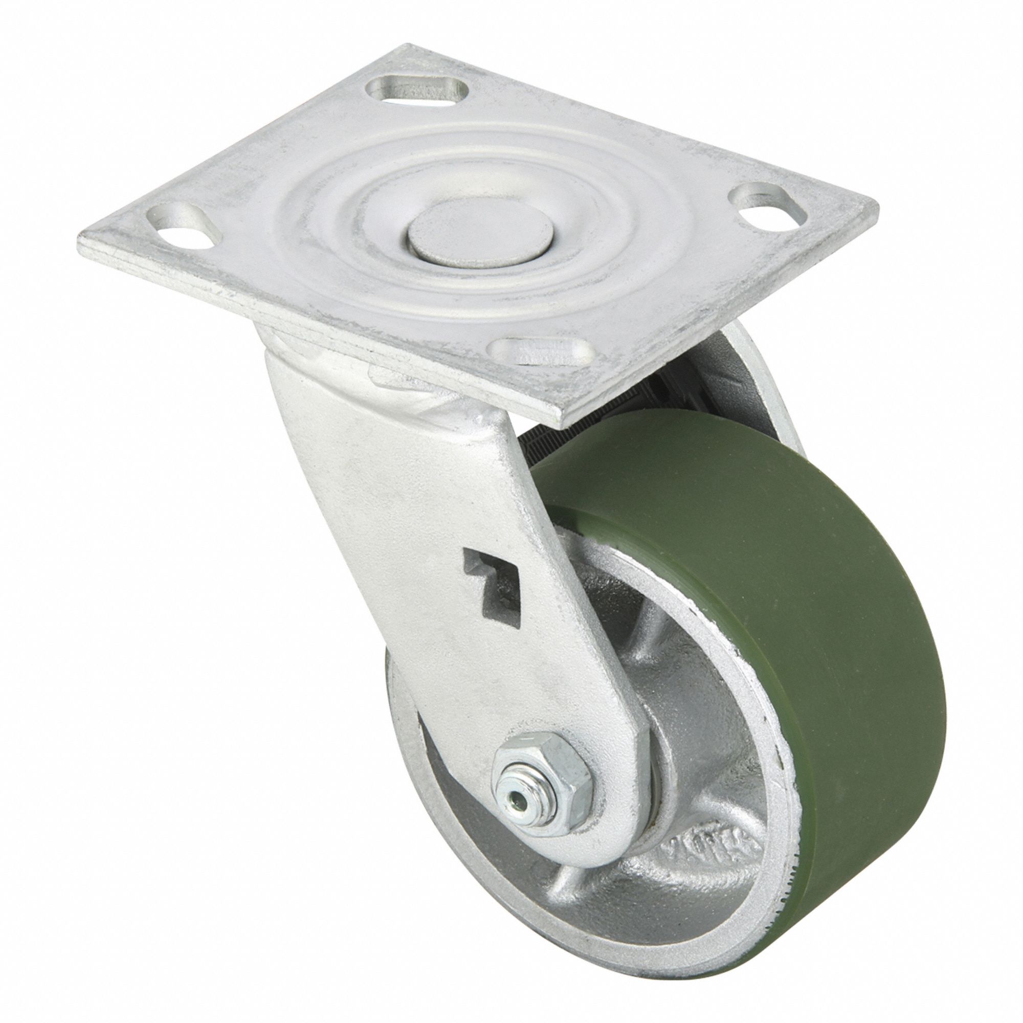 Plate Caster, Swivel, Polyurethane, 5 5/8"H
