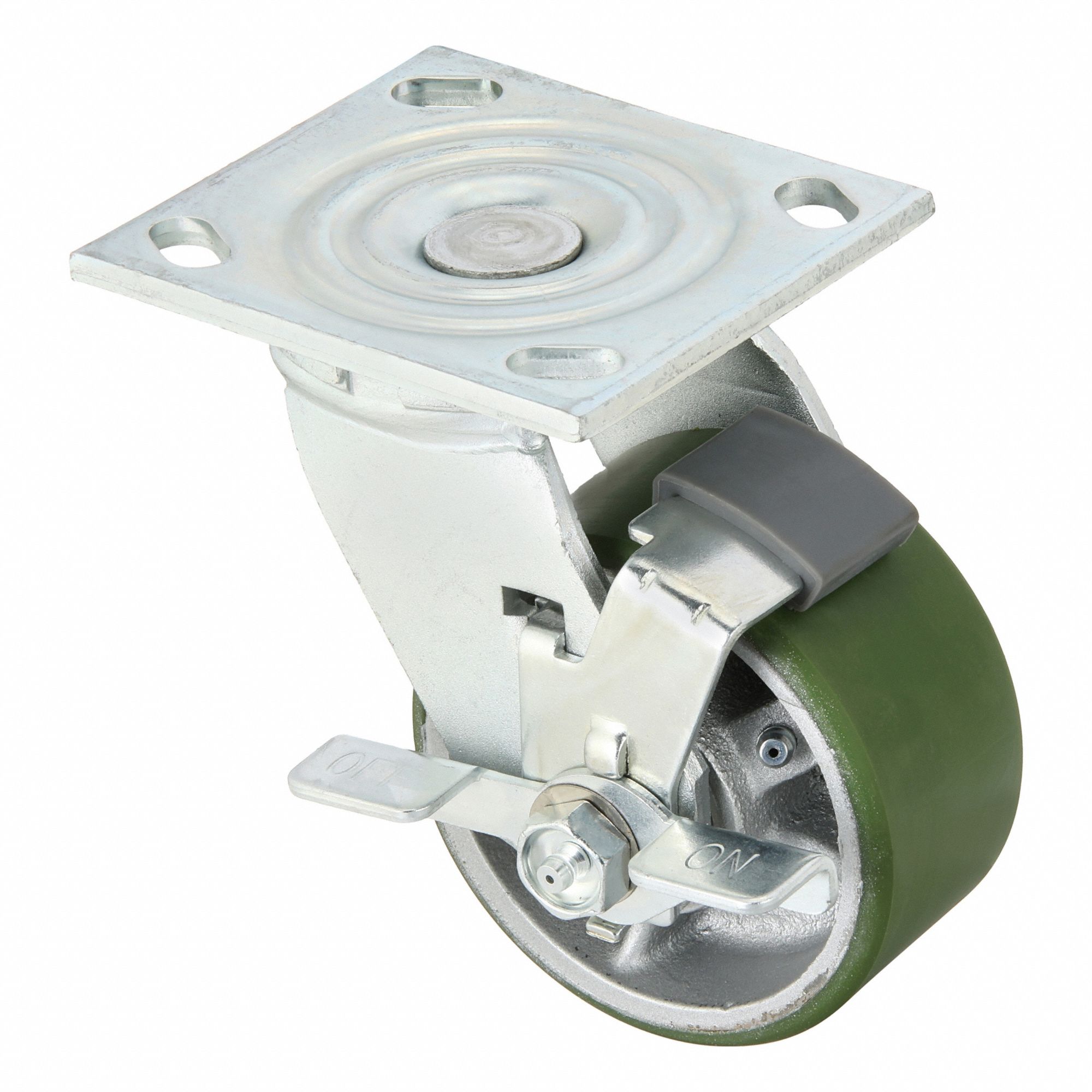 Plate Caster, Swivel, Polyurethane, 5 5/8"H