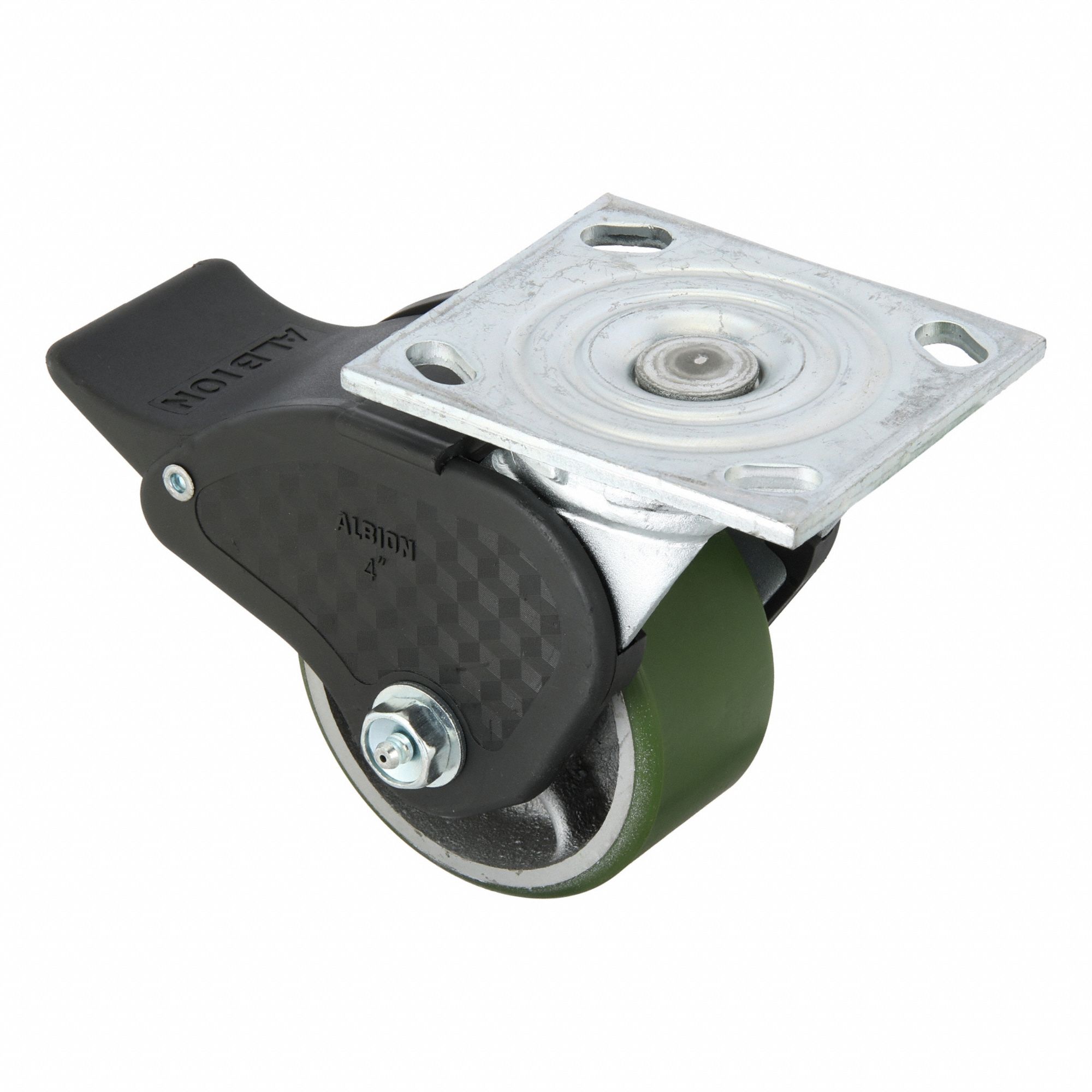 Plate Caster, Swivel, Polyurethane, 5 5/8"H