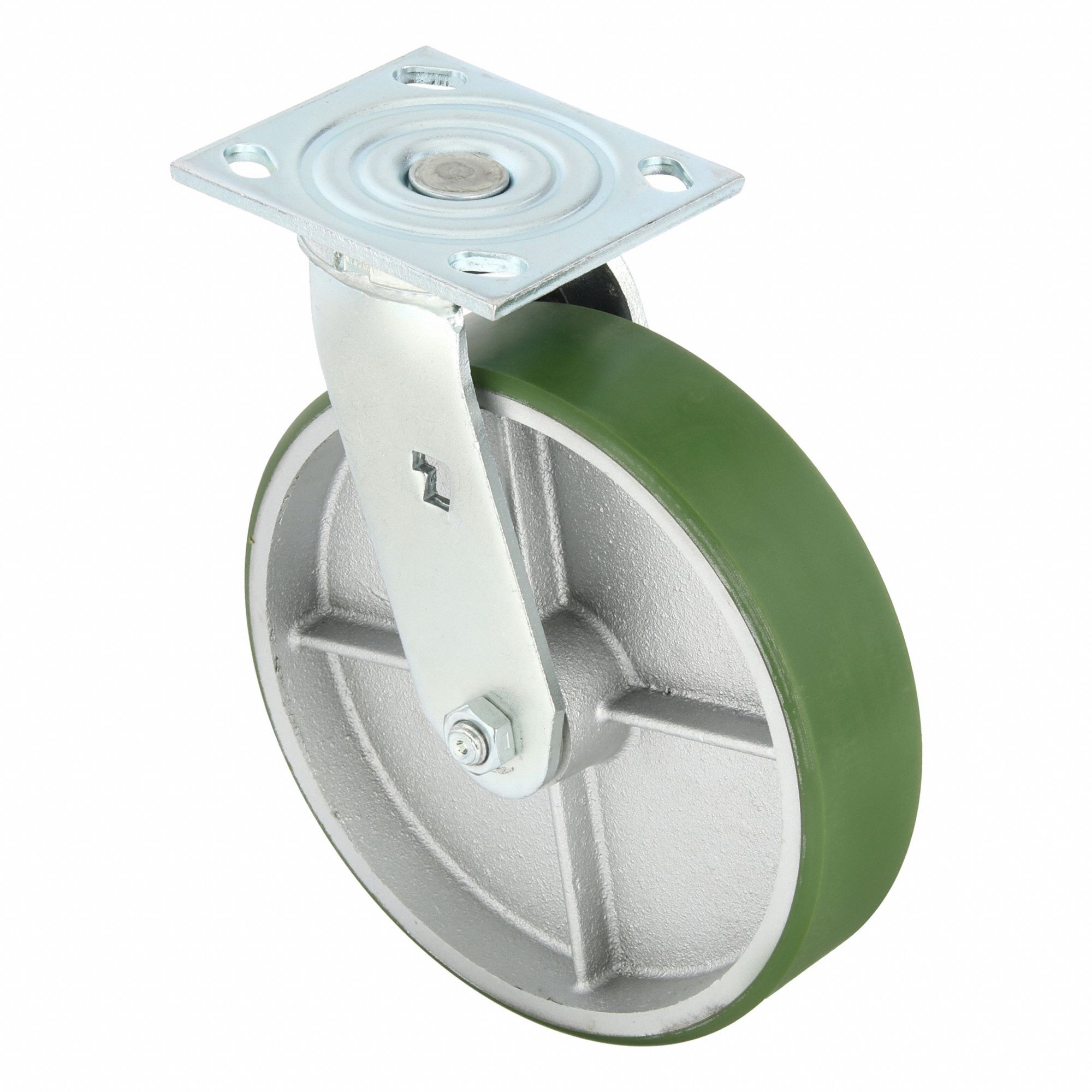 Plate Caster, Swivel, Polyurethane, 9 1/2"H