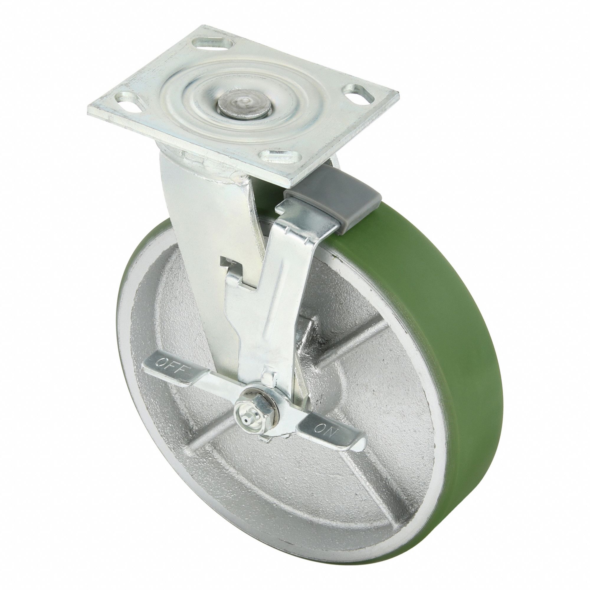 Plate Caster, Swivel, Polyurethane, 9 1/2"H